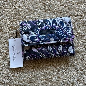 Vera Bradley Euro Wallet in Mimosa Medallion Black and Purple Patterned‎ Wallet